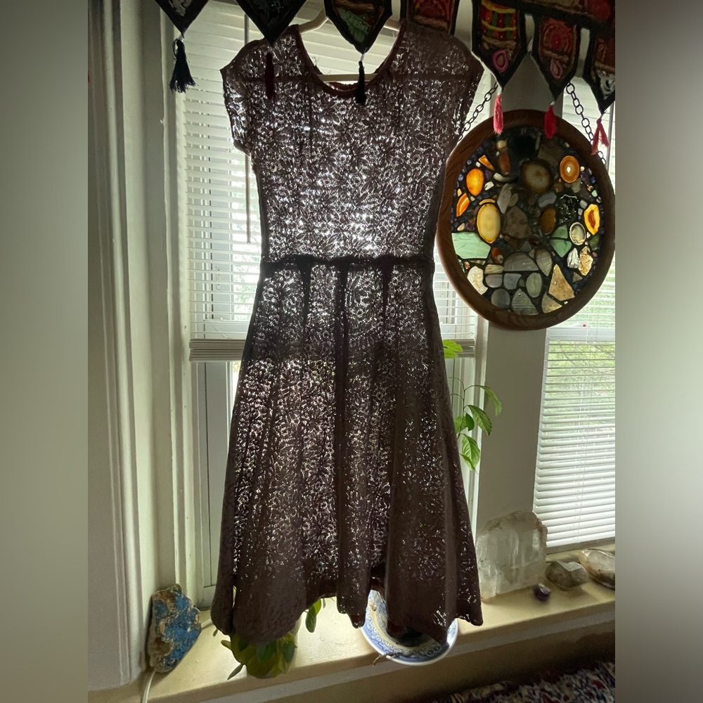 Vintage punk overdyed distressed lace house dress madonna, 80’s 60’s 40’s